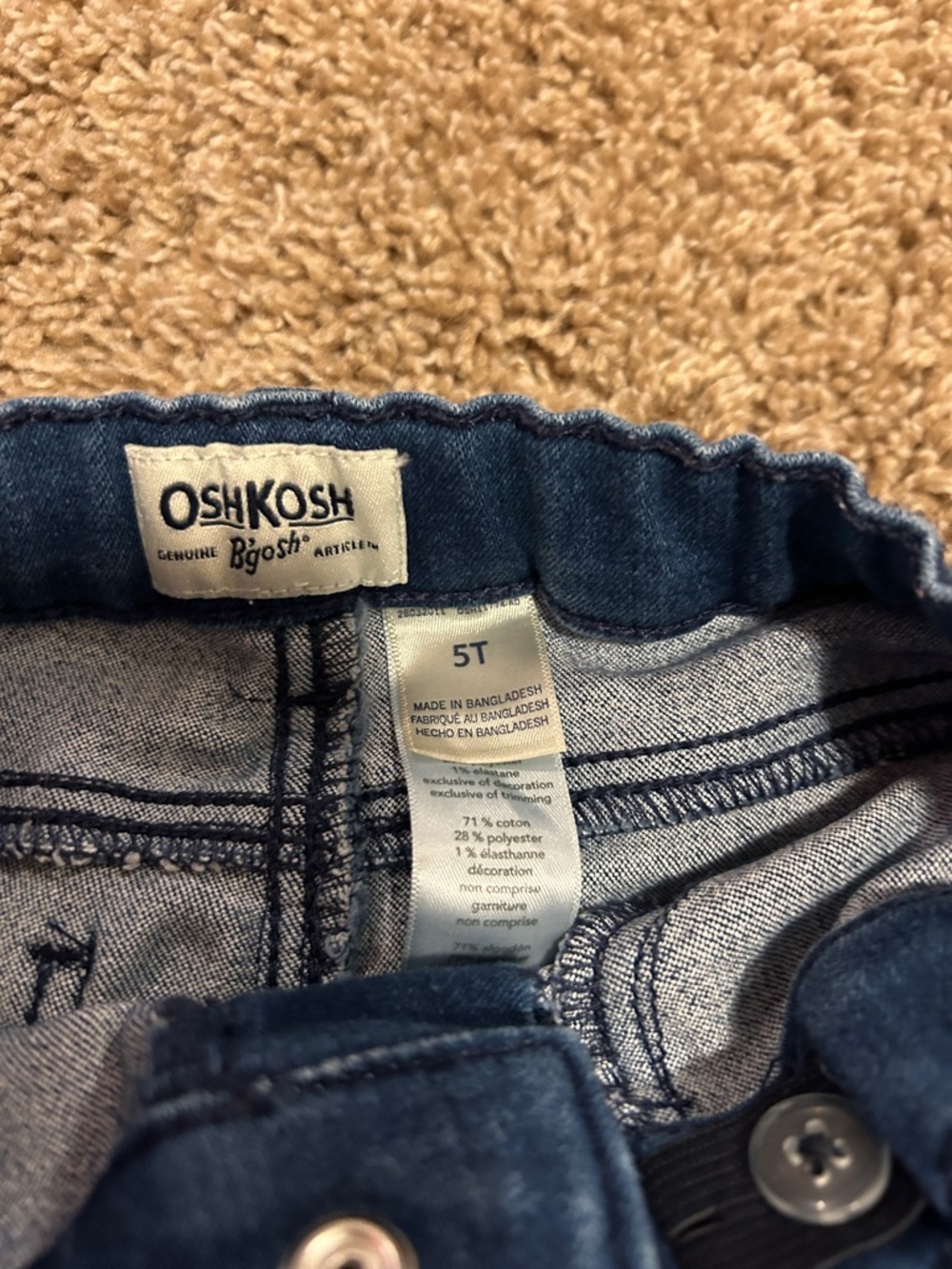 Girls Oshkosh Rainbow Stripe Jeans Size 5T - Picture 3 of 4